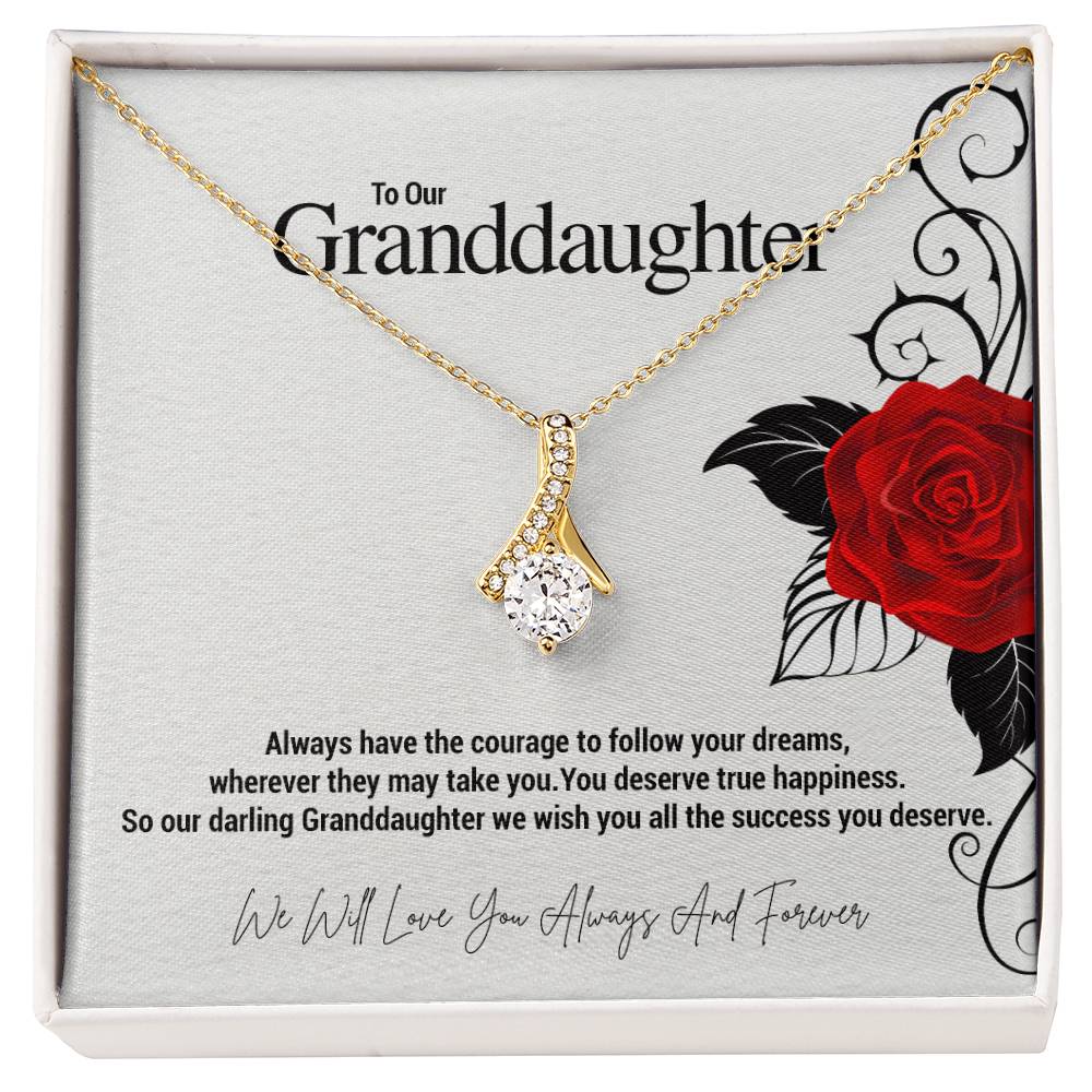 To Our Granddaughter...Always have the courage to follow your dreams, wherever they may take you. You deserve true happiness. So our darling Granddaughter we wish you all the success you deserve. ShineOn Fulfillment